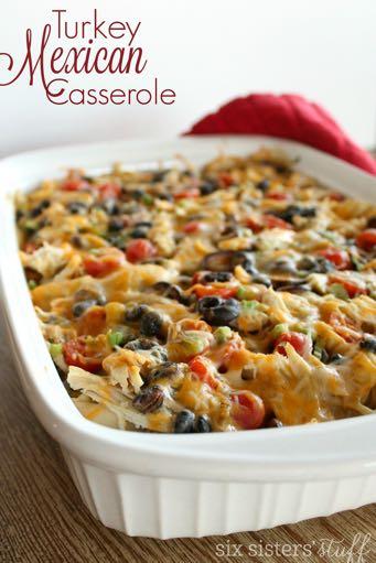 DAY 1 TURKEY MEXICAN CASSEROLE M A I N D I S H Serves: 12 Prep Time: 20 Minutes Cook Time: 30 Minutes 1 (15 ounce) can black beans (drained and rinsed) 2 cups cherry tomatoes (halved) 1/2 cup fresh