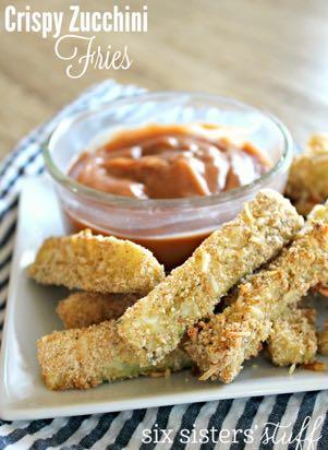 CRISPY ZUCCHINI FRIES S I D E D I S H Serves: 6 Prep Time: 10 Minutes Cook Time: 20 Minutes 2 large eggs (beaten) 3 Tablespoons flour 1/2 cup bread crumbs 1/4 teaspoon garlic powder 2 Tablespoons