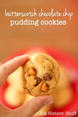 BUTTERSCOTCH CHOCOLATE CHIP PUDDING COOKIES RECIPE D E S S E R T Serves: 36 Prep Time: 10 Minutes Cook Time: 12 Minutes 3/4 cup butter (softened) 3/4 cup brown sugar 1/4 cup sugar 1 teaspoon vanilla