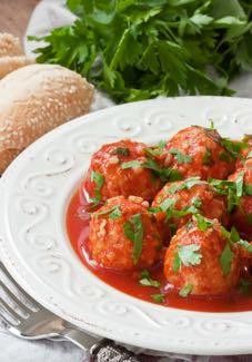 DAY 3 HEALTHY PLAN ITALIAN TURKEY MEATBALLS M A I N D I S H Serves: 6 Prep Time: 15 Minutes Cook Time: 30 Minutes Calories: 383 Fat: 9.3 Carbohydrates: 41.6 Protein: 36 Saturated Fat: 3.