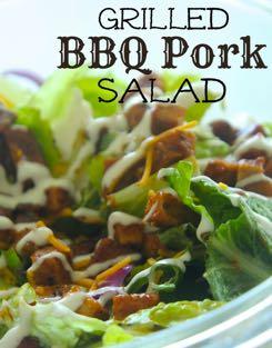 DAY 5 SMALLER FAMILY HEALTHY PLAN - GRILLED BBQ PORK SALAD M A I N D I S H Serves: 4 Prep Time: 10 Minutes Cook Time: 10 Minutes Calories: 370 Fat: 21 Carbohydrates: 27 Protein: 20 Saturated Fat: 8