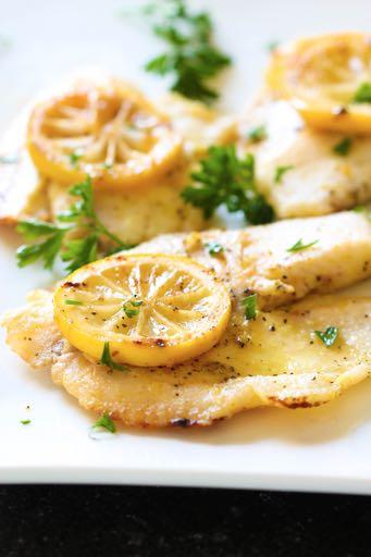 DAY 7 SMALLER FAMILY MENU PLAN-LEMON BUTTER TILAPIA M A I N D I S H Serves: 4 Prep Time: 5 Minutes Cook Time: 12 Minutes Calories: 200 Fat: 3.8 Carbohydrates: 8.9 Protein: 32.9 Saturated Fat: 2.