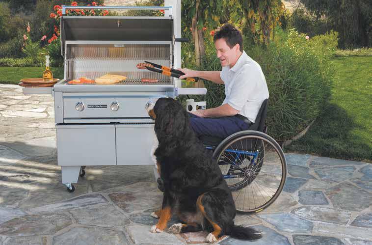 ADA COMPLIANT GRILL ADA COMPLIANT GRILL ADA GRILL 32" High cooking surface 8" Toekick LID HANDLE Adjustable side handle for less than a 42" reach Hood assist makes raising and lowering