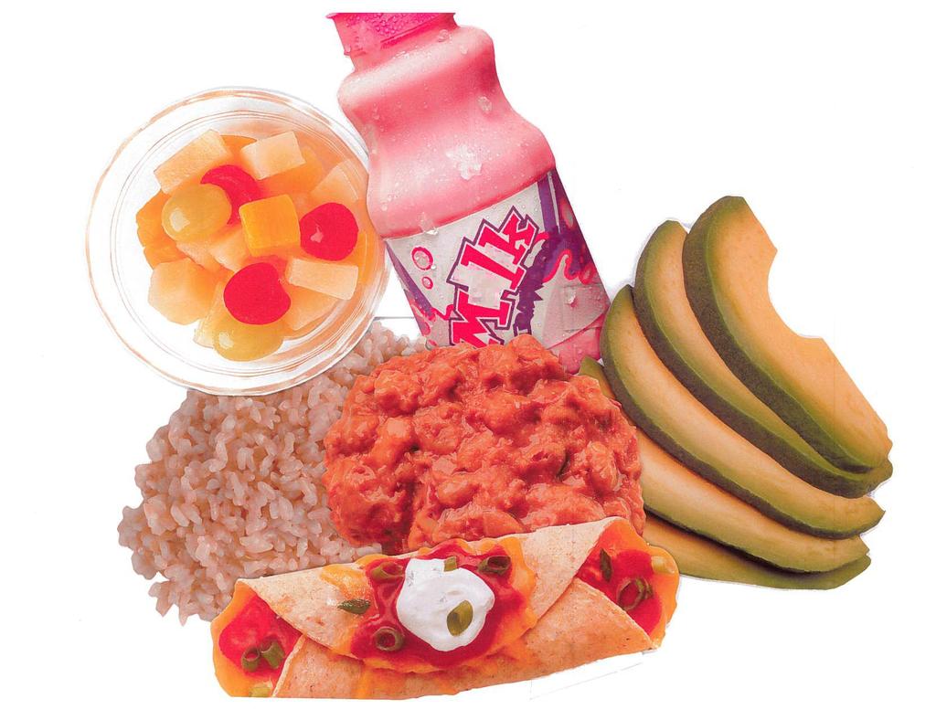 Mixed Fruit-Fruit 1/2 cup Milk-Skim (flavored) 1 cup Avocado-Veggie (Other) 1/2 cup the Spanish Rice-Grain 1 oz. eq.