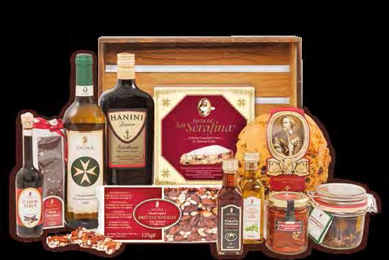 Sundried Tomatoes and Olives 380g, Red Mulled Wine 75cl, Il-Pekorin Matured 250g, Handcrafted Zalzetta 350g, Wooden Chopping