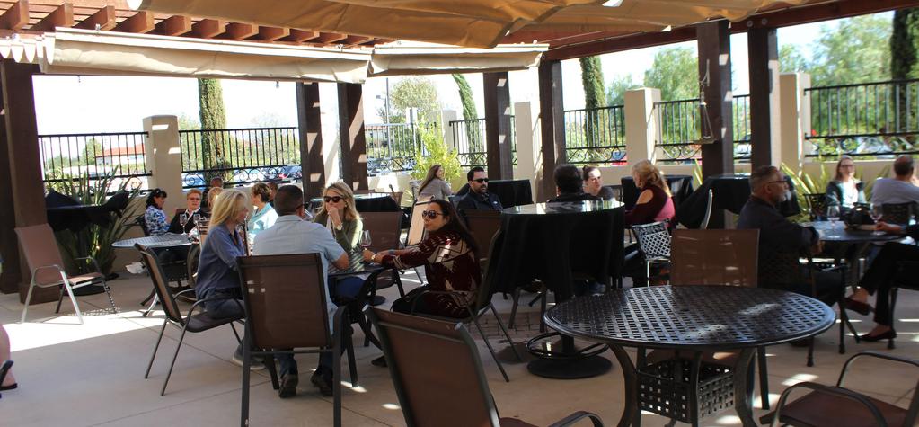 OUTSIDE PATIO AREAS Enjoy Wine By The Glass Or Bottle We have two outdoors spaces for our guests to enjoy.