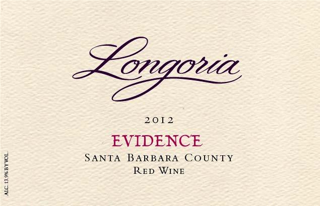W I N E M A K E R NOTES, C O N T I N U E D N O W AVAILABLE F O R PURCHASE LIBRARY RELEASE: 2012 EVIDENCE Santa Barbara County - Red Wine I always look forward to releasing our library wines, in