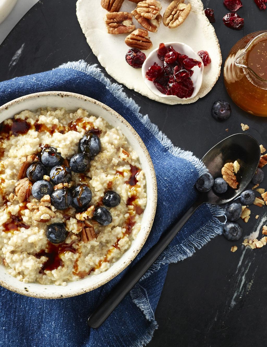 Steamed Steel-Cut Oats with Berries, Nuts and Maple