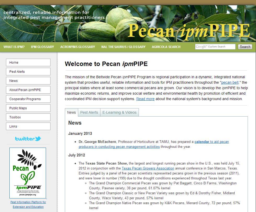 A website with pecan production