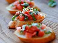 Bean Bruschetta with Crostini, served with a Hummus Trio of Black Bean, Roasted Red Pepper and Classic Hummus & Focaccia Bread, Crackers, and a Grilled Vegetable Display $5.