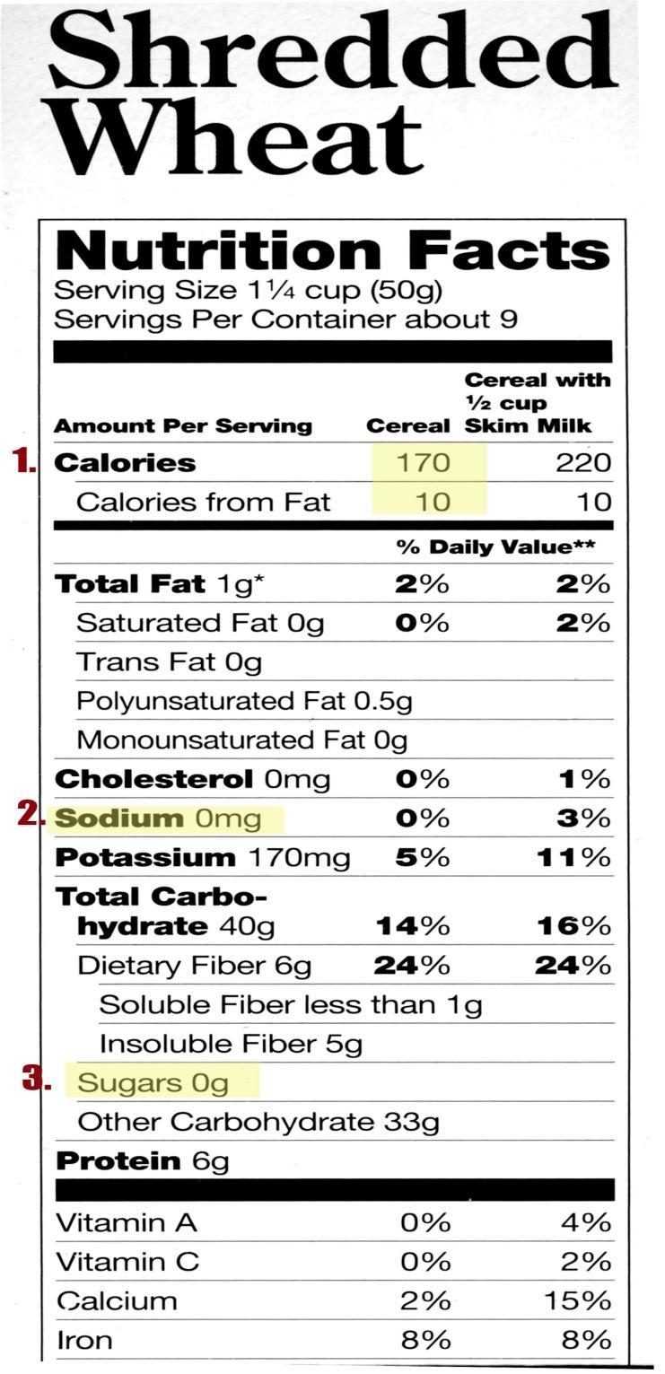 Label Reading TARGET VALUES Consider serving size. 1. FAT: Calories from fat 10%-20% 2.