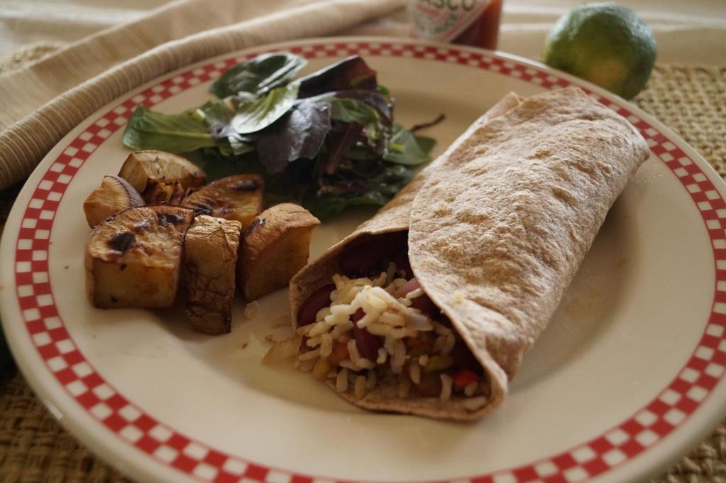 Whole Grain Wrap w/roasted Potatoes Sauté vegetables in veggie broth or water, not oil.