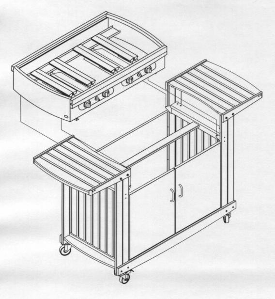 Assemble Your Barbecue Body And Trolley 1. Remove the fat tray from the barbecue body. Place fat tray to one side until the barbecue is placed into the trolley. 2.
