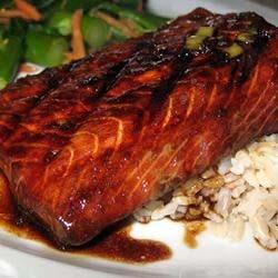 Firecracker Grilled Alaska Salmon Servings: 8 Yield: 8 servings Cook: 20 minutes Preparation Time: 20 minutes 32 ounces salmon 1/2 cup peanut oil 4 tablespoons soy sauce 4 tablespoons balsamic