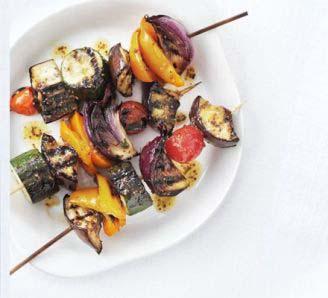 Griddled Glazed Vegetable Kebabs Servings: 4 Cook: 30 minutes Preparation Time: 10 minutes 1 tablespoon clear honey 1 teaspoon grainy mustard 2 tablespoons oil 1 courgette, thickly sliced 1 small