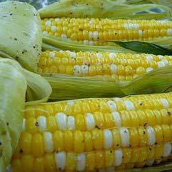 Grilled Corn On the Cob Yield: 6 ears of corn Cook: 30 minutes Preparation Time: 10 minutes 6 ears corn 6 tablespoons butter, softened salt and pepper (to taste) Preheat an outdoor grill for high