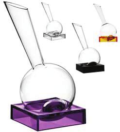 THE HAND, PERFECT BALANCING, DEEP BOTTOM, ACRYLIC BASE. BASE AVAILABLE IN VIOLET, CLEAR, BLACK AND ORANGE (AS SHOWN).