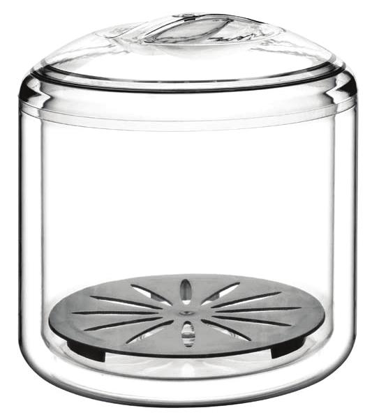 IT S ALSO A MULTI-PURPOSE CONTAINER AND A MUST- HAVE FOR PARTIES. FULLY STACKABLE. AVAILABLE IN BLACK, CLEAR AND VIOLET.