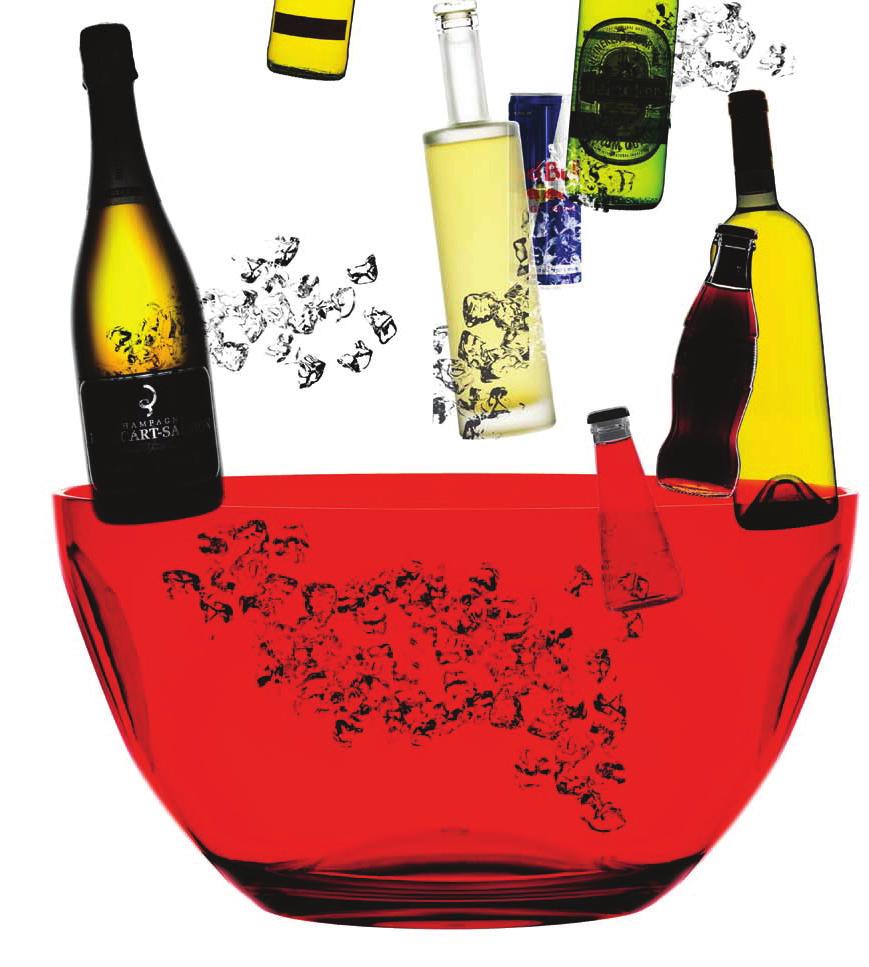 IT ENSURES THAT YOU HAVE A GOOD SUPPLY OF PERFECTLY COOLED DRINKS THROUGHOUT ANY PARTY. AVAILABLE IN CLEAR AND RED. Djambè Bucket $42.