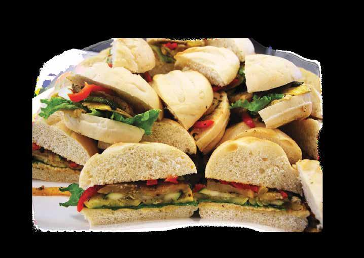 Late Night Snack Options Arboretum Catering Sandwich Platter Turkey Club with shaved Romaine, Provolone and Ripe Tomatoes on Wheat Bread (260 cal/each) Roast Beef & Cheddar with