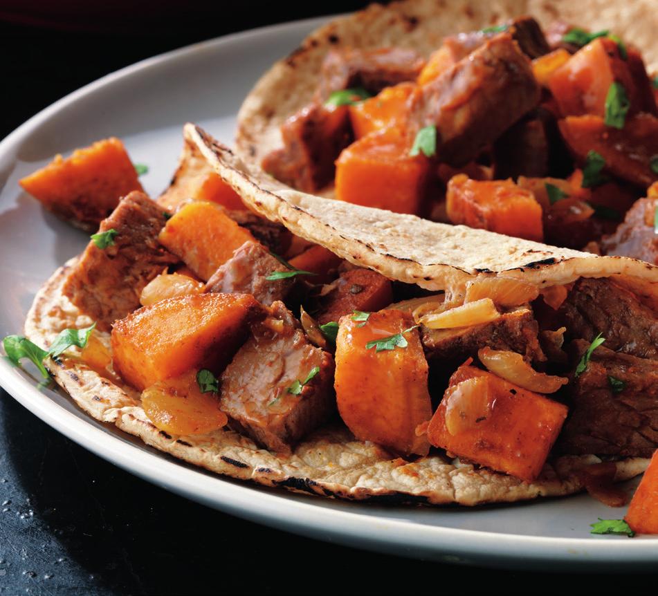 Beefy Sweet Potato Hash pound Ground Beef large sweet potato, unpeeled, cut into ¼ to ½-inch cubes medium yellow onion, chopped tablespoon taco seasoning mix ¼ cup water tablespoon vegetable oil 2