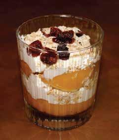 PEACH YOGURT PARFAIT 4.4 oz. (one container) of fat-free yogurt in your favorite flavor 1/3 cup whole oats 1/4 cup sliced peaches, canned (look for extra-light syrup) 1 tsp.