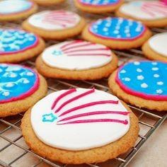 RED, WHITE, & BLUE SUGAR COOKIES -Sugar Cookies -Frosting -Food Dye (Red, White, Blue) *Optional - Decorating Gel or red, white and blue sprinkles 1.