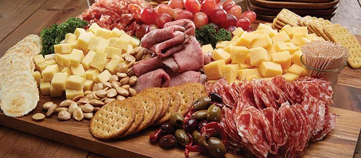 This deluxe tray features American-Style Kobe Roast Beef, Artisan Finocchiona Salumi and Sopressata, Collier s Sharp Cheddar and Rembrandt Gouda accented with spicy Greek olive mix, Marcona almonds,