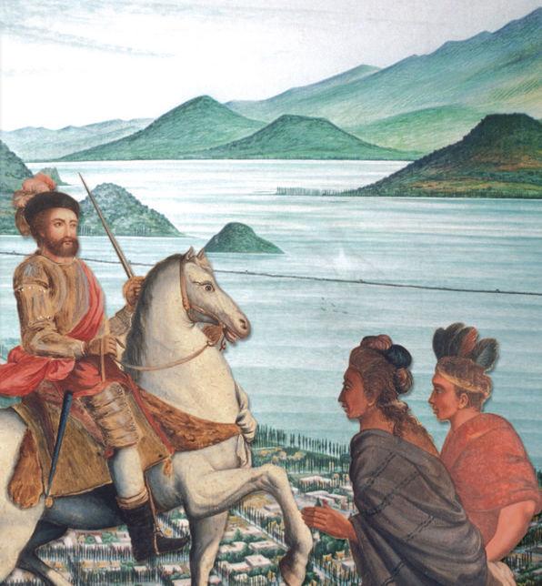 Cortés continued on to Tenochtitlán. Montezuma welcomed the Spanish, but hostilities quickly grew.