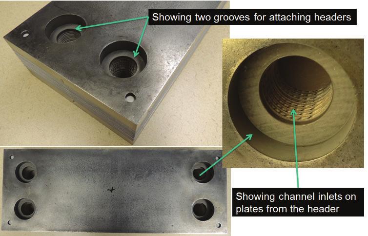 Te fabrication of te reduced-scale PCHE was completed. Figure 5 sows a picture of te diffusion bonded stack and cannel inlets on te plates.