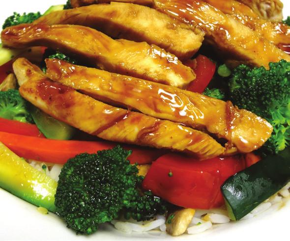 49 Served with potato, biscuit and your choice of one: soup, salad or cole slaw. Chicken Breast Stir-Fry 10.