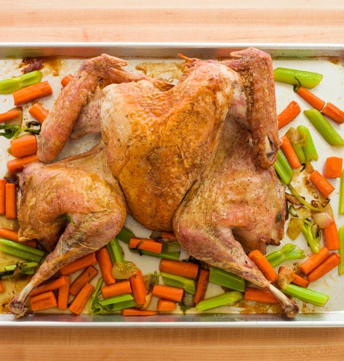 Use a basting brush to apply oil mixture. Roast, rotating sheet halfway through, until a thermometer inserted in the thickest part of the thigh reaches 165º, about 45 minutes to 1 hour and 10 minutes.