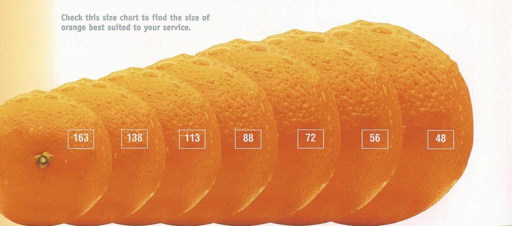 Sizing: The boxes into which oranges are packed are standard: therefore the number of oranges which fit into that box