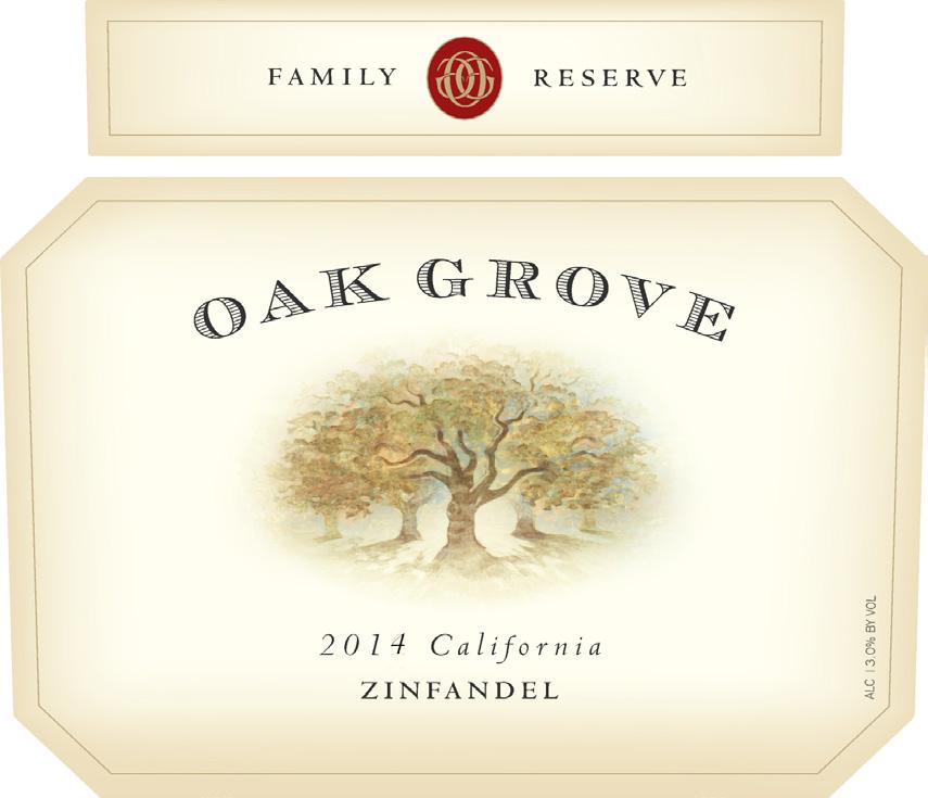 2014 Oak Grove Family Reserve Zinfandel Alcohol 13.8% ph 3.69 T.A. 0.