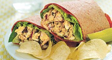 Curry Tuna Salad 3 5-oz cans tuna in water, drained 1/4 cup slivered almonds 2 tablespoons minced red onion 2 tablespoons raisins 1 tablespoon jarred hoisin sauce 2