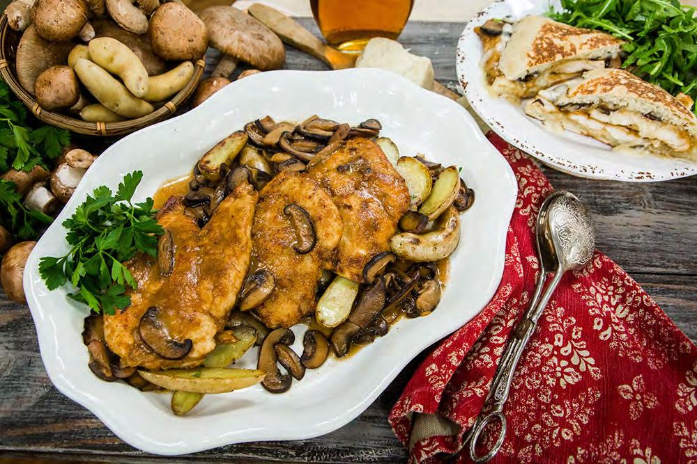 Chicken Marsala with Pan Roasted Fingerling Potatoes Ingredients: 4 chicken breasts, trimmed, sliced horizontally and then pounded thin with a mallet (tip, place a towel under the cutting board, and