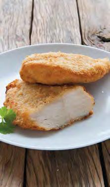 breast fillet, coated in breadcrumbs and fully cooked.