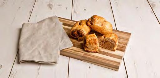 Units: 12 Weight: 110g 4-6 hours/0-4 C 10-12 mins / 180 C 832747 Gourmet Pork & Apple Sausage Pastry Handmade, puff pastry