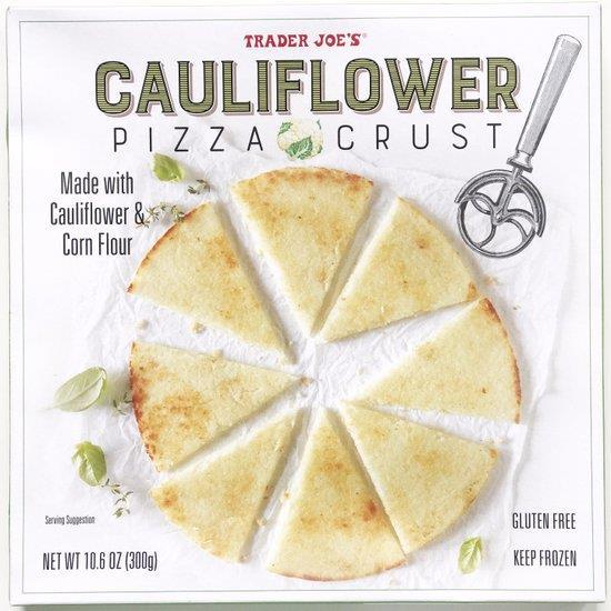 Cauliflower Pizza Total time: 35 mins Servings: 2-3 - Cauliflower pizza crust (can be purchased frozen at Trader Joe s) - Olive oil - Toppings for pizza 1.