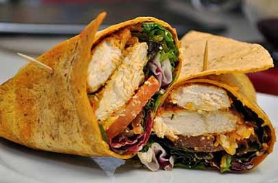 tomato, onion & honey Dijon mustard GREEK WRAP grilled chicken, feta, lettuce, tomato & greek dressing GRILLED CHICKEN & MOZZARELLA WRAP with roasted peppers PHILLY CHEESE STEAK WRAP with fried