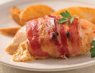 Smoky BBQ Stuffed Chicken 6 (5-6 ounce) boneless skinless chicken breasts ½ (8 ounce) package cream cheese, softened 1 packet Smoky BBQ Cheese Ball Mix 12 slices bacon (about ¾ pound) 1.