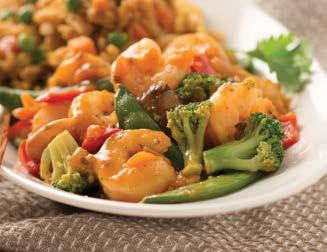 Tangy Thai Shrimp Stir-Fry 3 tablespoons olive oil, divided ½ cup Tangy Thai Sauce ⅓ cup orange juice 2 tablespoons cornstarch 1½-2 pounds (51-60 count) raw shrimp, peeled and deveined 1¾ tablespoons