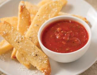 Mama Mia Steak Fries 1 (28 ounce) package frozen steak fries 1 (15 ounce) can tomato sauce 3 tablespoons Mama Mia Marinara Sauce Mix 3 tablespoons butter, melted 3 tablespoons grated Parmesan cheese