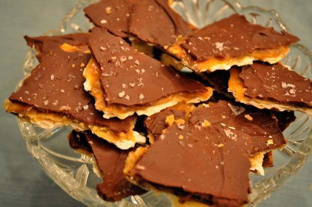 3-4 pieces matzo 1 cup butter 1 cup sugar 12 oz. bag semisweet chocolate chips 1 cup nuts (optional) Matzo Crunch Line a cookie sheet with foil, then grease well with butter.