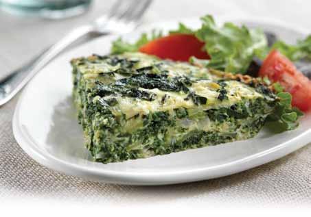 ONLY O9g F FAT PER SERVING Spinach and Zucchini Frittata This frittata can be cut into wedges and served with toast and salad for brunch, lunch or dinner. Servings: 4 Prep: 15 min. Cook: 50 to 60 min.
