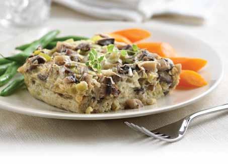 ONLY O8g F FAT PER SERVING Microwave Leek and Mushroom Flan This delicious flan makes a quick meatless dinner along with cooked vegetables, a salad and a whole wheat bun. Servings: 2 Prep: 15 min.