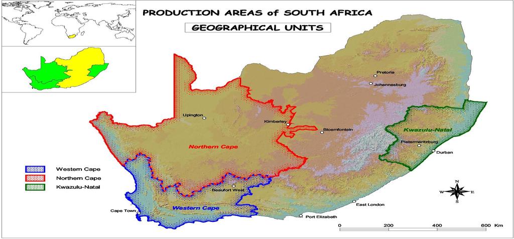 Map 1: Production areas of South