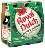 IMPORTED BEERS ROYAL DUTCH POST HORN LAGER BEER Product Code: 002-001-01 LAYER: 12 PLT QTY: 60 Royal Dutch Post Horn 8 718104900486 $18.96 Pallet/Layer $0.00 330ml 8 718104900509 4x6x330ml ALC/VOL 4.