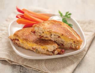 Chicken & Bacon Patty Melts ¼ cup Bacon Pepper Jam ¼ cup Honey Dijon Vinaigrette ¼ cup mayonnaise 1 teaspoon Garlic Pepper Seasoning 3 cups shredded deli rotisserie chicken (about 1 chicken) or