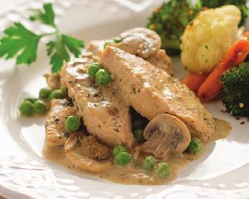 Creamy Turkey Tenderloin 1½ pounds boneless skinless turkey breast tenderloins (about 2) or chicken breasts, sliced ½-inch thick 1 tablespoon Rustic Herb Seasoning 2 tablespoons olive oil 1 (8 ounce)